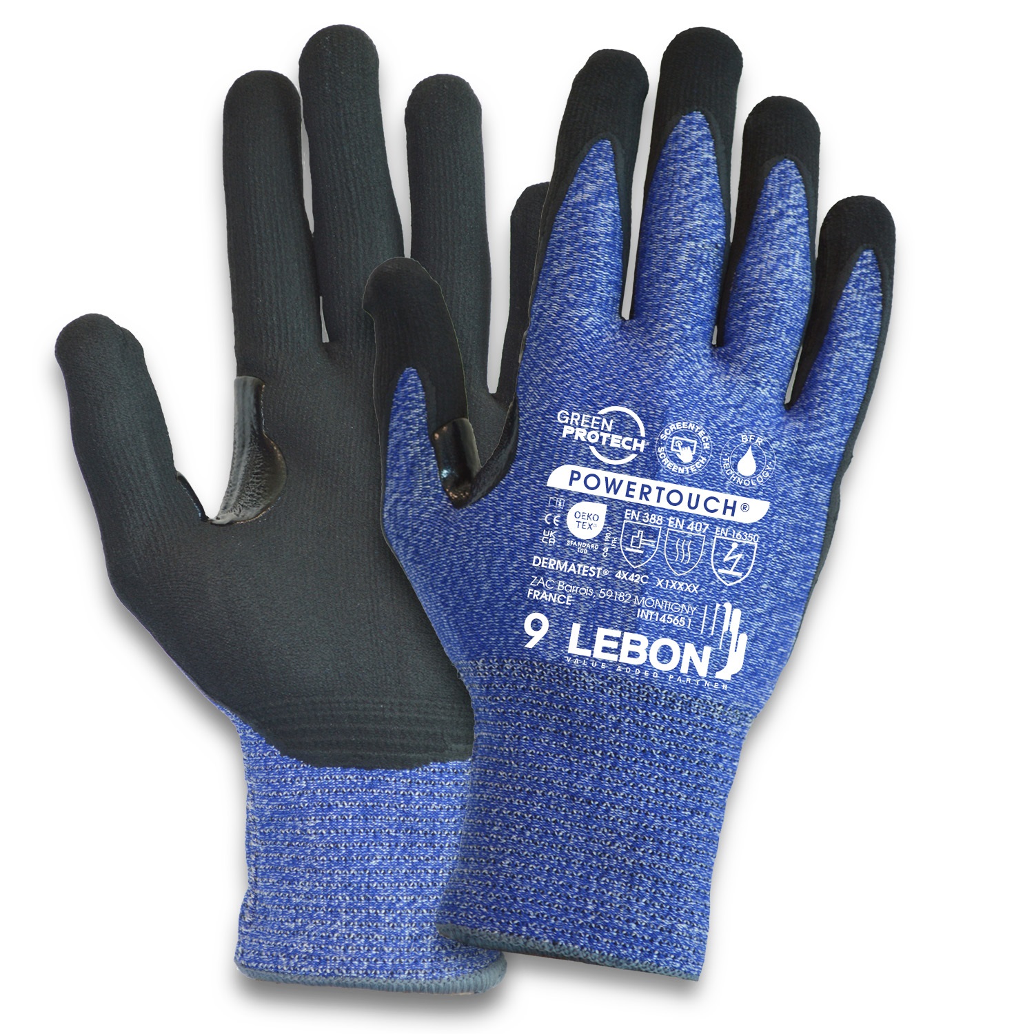 Lebon Protection Blue Elastane, High Performance Polyethylene, Polyamide Cut Resistant Gloves, Size 8, Aqua Polymer