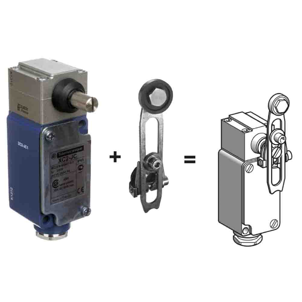Telemecanique Sensors XC2J Series Roller Lever Limit Switch, 1CO, IP65, IP657, SP, Metal Housing, 500V ac Max, 10A Max