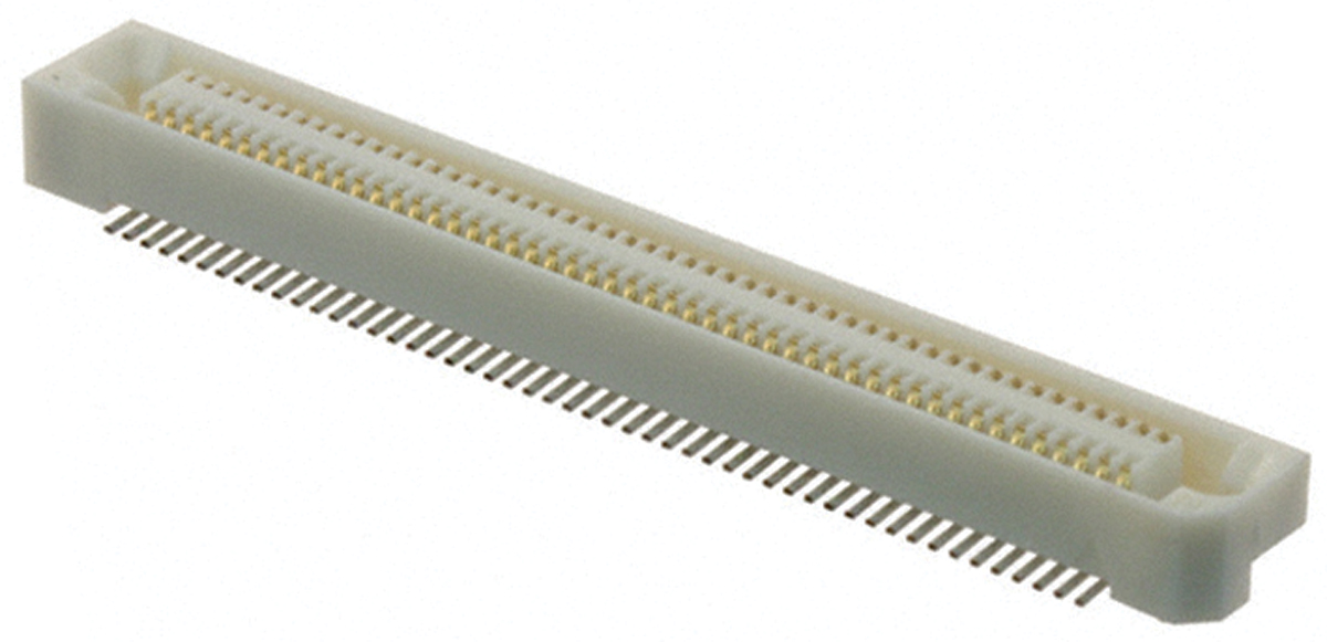 Hirose FX6 Series Straight Surface Mount PCB Socket, 100-Contact, 2-Row, 0.8mm Pitch, Solder Termination