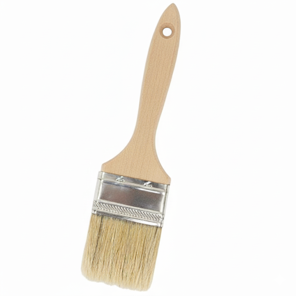 E-Pro Durable Wood Ergonomic Handle Corner Flat Paint Brush 3 Inch 17 cm Wide Solvent Resistant Easy Clean Non Angled