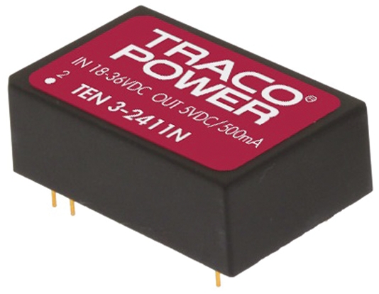 TRACOPOWER TEN 3N DC-DC Converter, ±12V dc/ ±125mA Output, 9 → 18 V dc Input, 3W, Through Hole, +85°C Max Temp