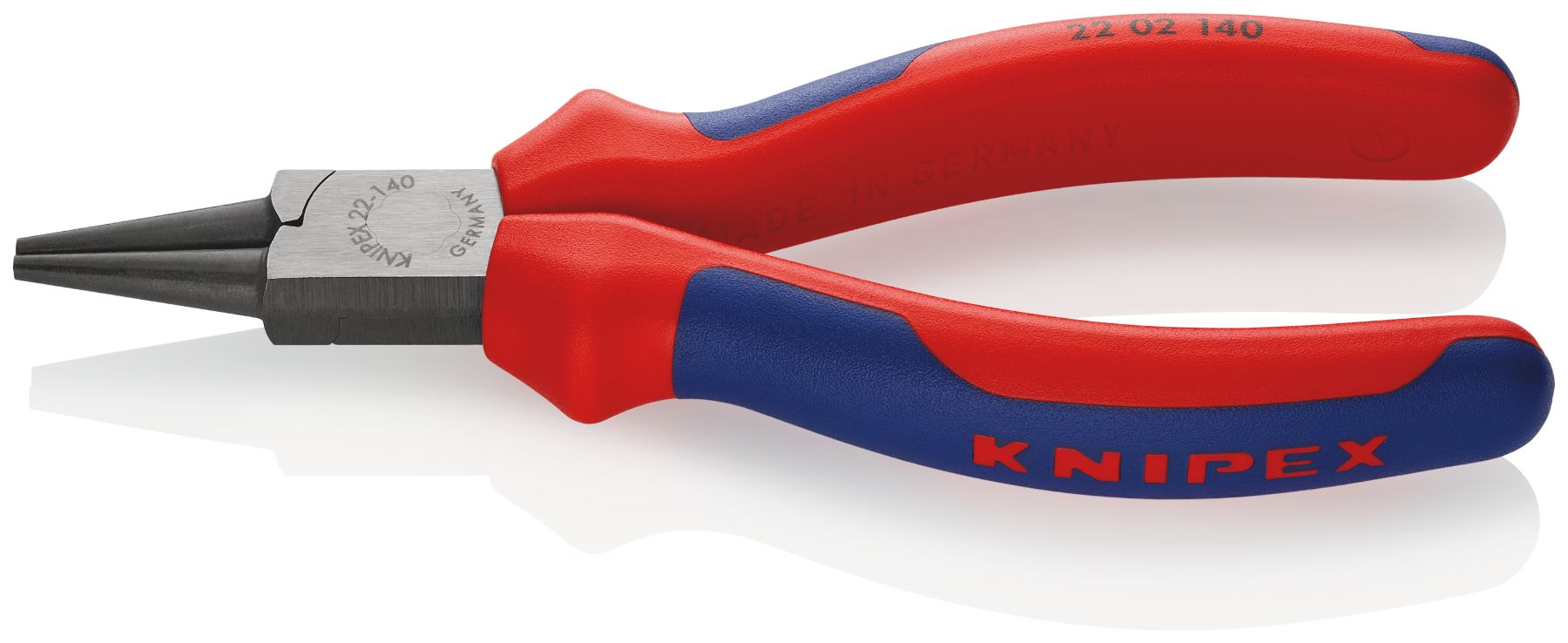 Knipex Round Nose Pliers, 140 mm Overall, Pointed, Straight Tip, 28mm Jaw