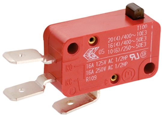 Marquardt Plunger Micro Switch, Tab Terminal, 10 A @ 250 V ac, SP-CO