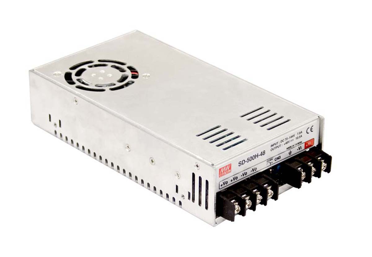 MEAN WELL DC-DC Converter, 12V dc/ 40A Output, 19 → 72 V dc Input, 500W, Rack Mount, +60°C Max Temp -20°C Min