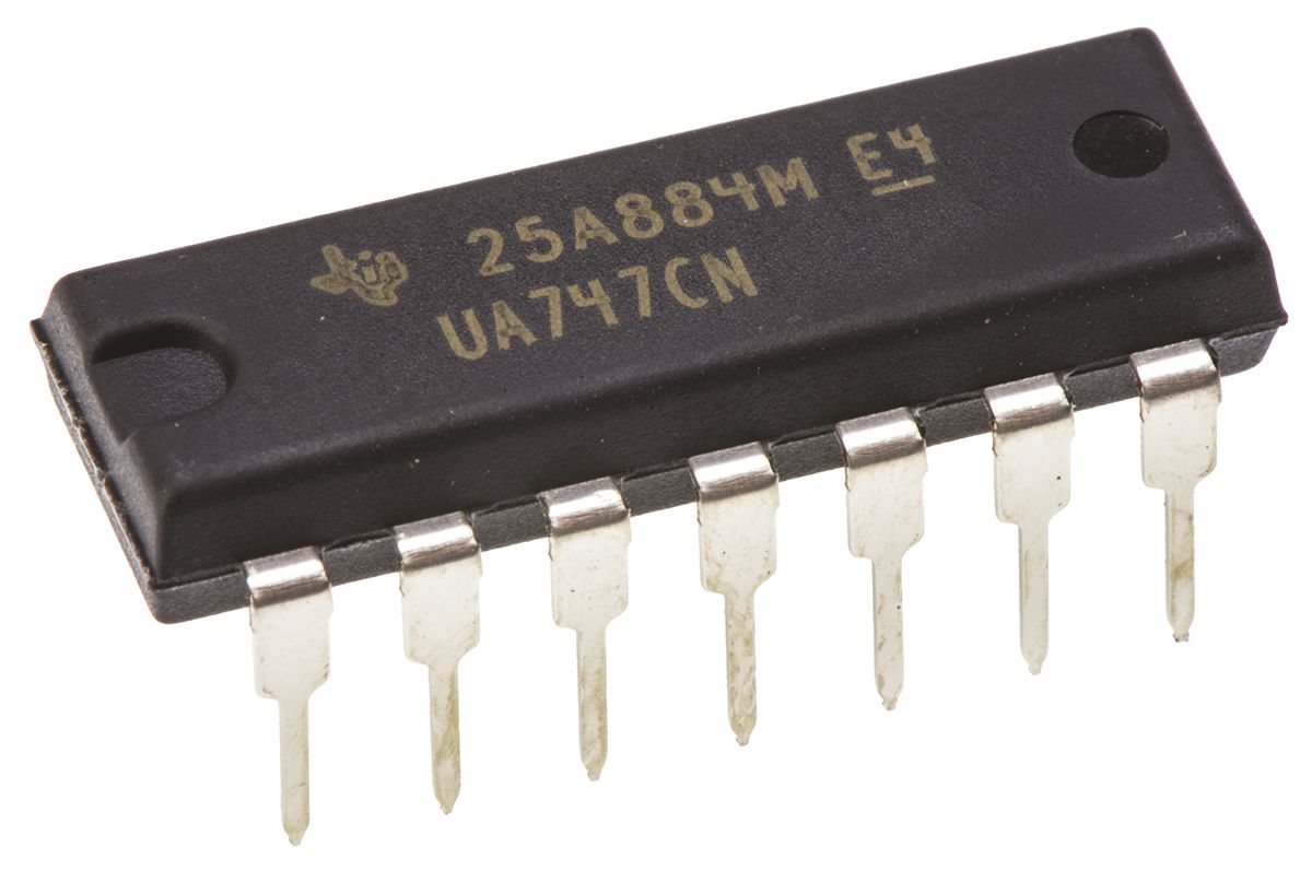 UA747CN Texas Instruments, Operational Amplifier, 1 MHz, 14-Pin 18 V PDIP