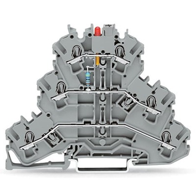 WAGO 2002-3221/1000-413 TOPJOB S Series Grey, 2.5mm², 3-Level, Push In Termination