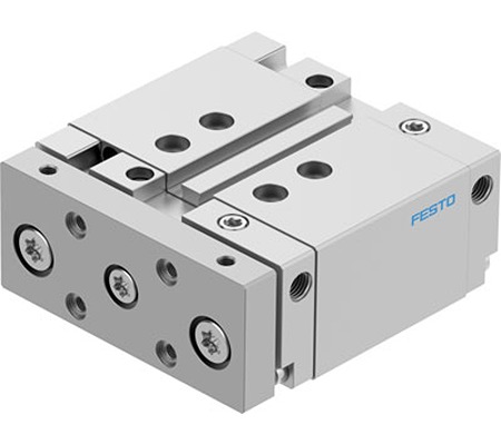 Festo Pneumatic Guided Cylinder - DFM-32-25-B-PPV-A-KF, 32mm Bore, 25mm Stroke, DFM Series, Double Acting