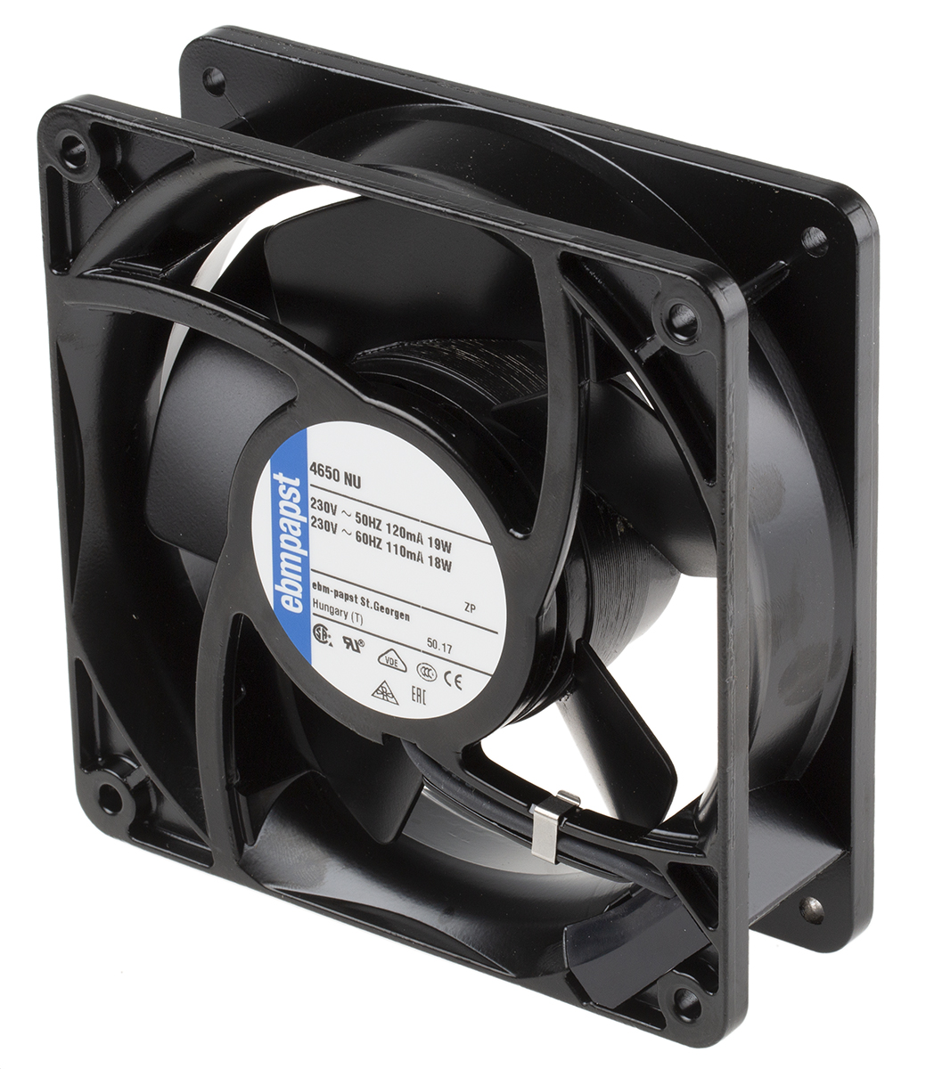 ebm-papst 4000 N Series Axial Fan, 230 V ac, AC Operation, 160m³/h, 19W, IP54, 119 x 119 x 38mm