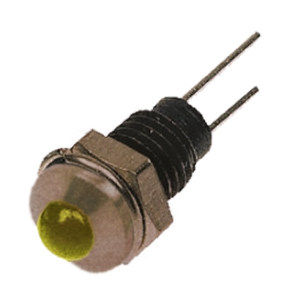 Bulgin Yellow Panel Mount Indicator, 2V, 6.1mm Mounting Hole Size, Lead Wires Termination