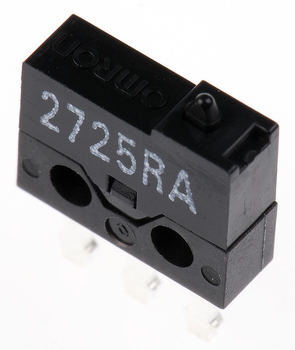 Omron Plunger Micro Switch, Through Hole Terminal, 500 mA @ 30 V dc, SPDT, IP40