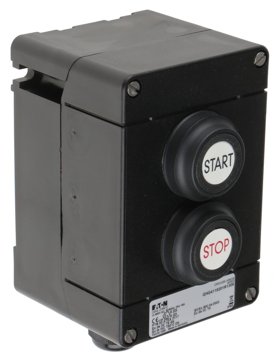 Eaton Push Button Control Station, 2 Cutouts, IP65, IP67