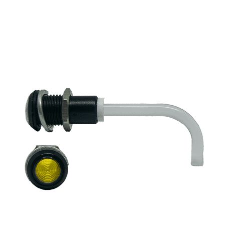 RHD-1100-3000-F9PZY67PR Bivar, Panel Mount Right Angle LED Light Pipe, Yellow Round Lens