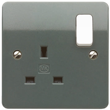 MK Electric Grey 1 Gang Plug Socket, 13A, Type G - British, Indoor Use