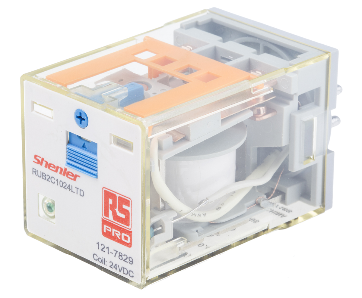 RS PRO Plug In Power Relay, 24V dc Coil, 10A Switching Current, DPDT