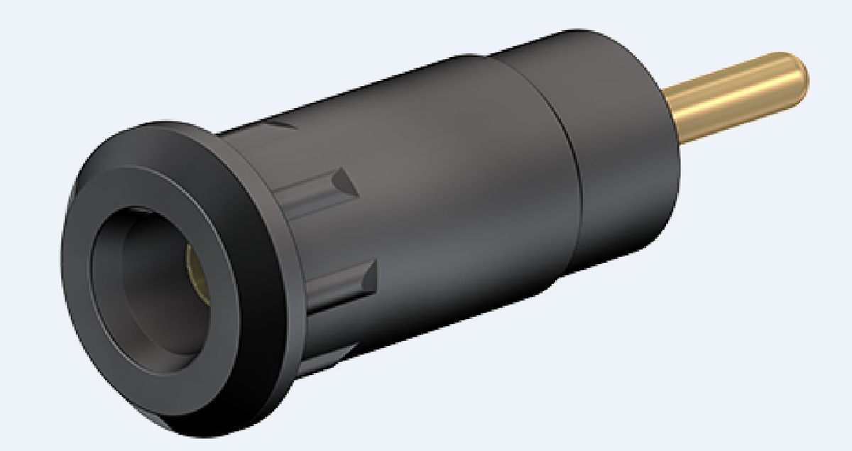 Staubli Black Female Banana Socket, 2mm Connector, Press Fit Termination, 10A, 600V, Gold Plating