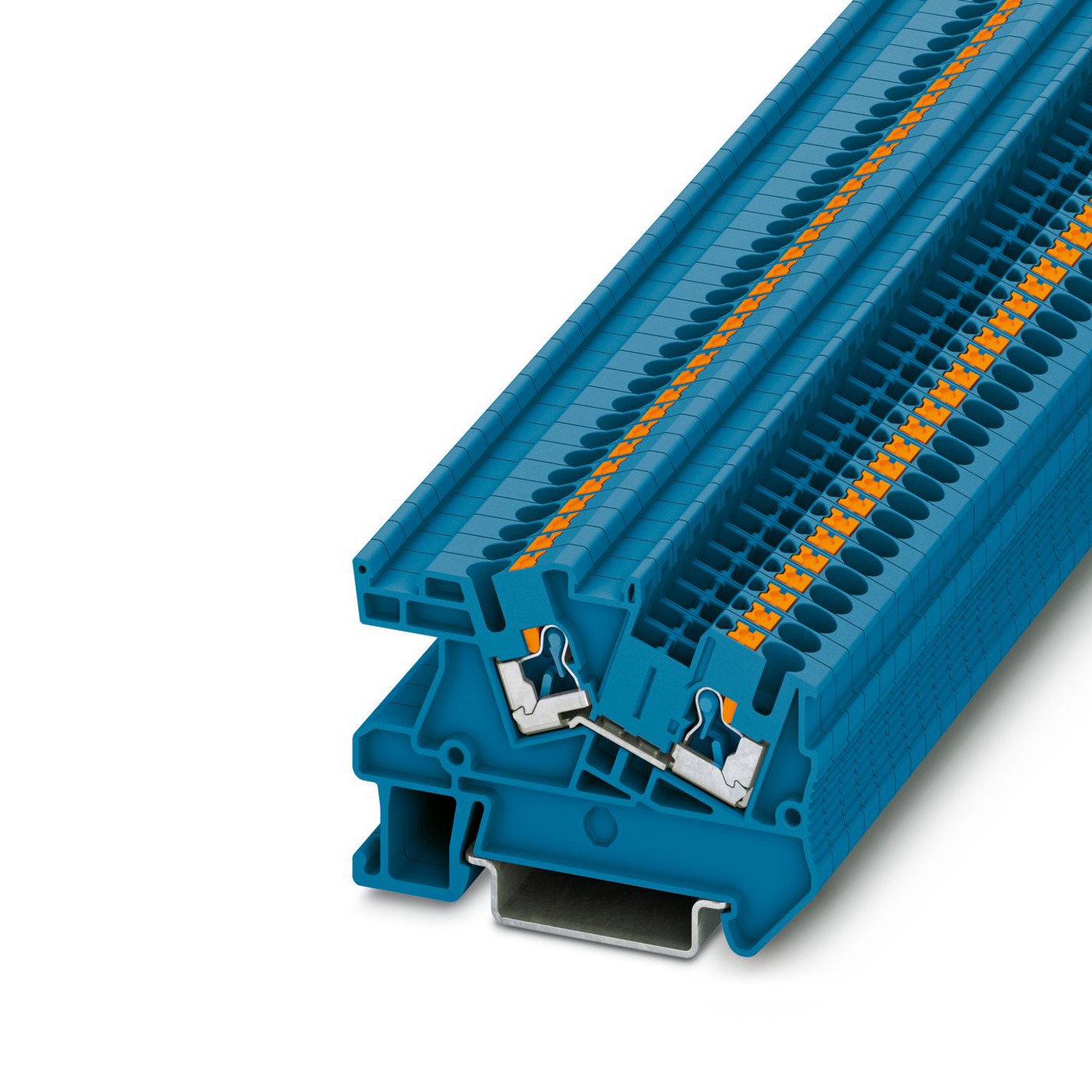Phoenix Contact PTI Series PTI 2,5 BU Non-Fused Terminal Block, 2-Way, 24A, 26 → 12 AWG Wire, Push In Termination