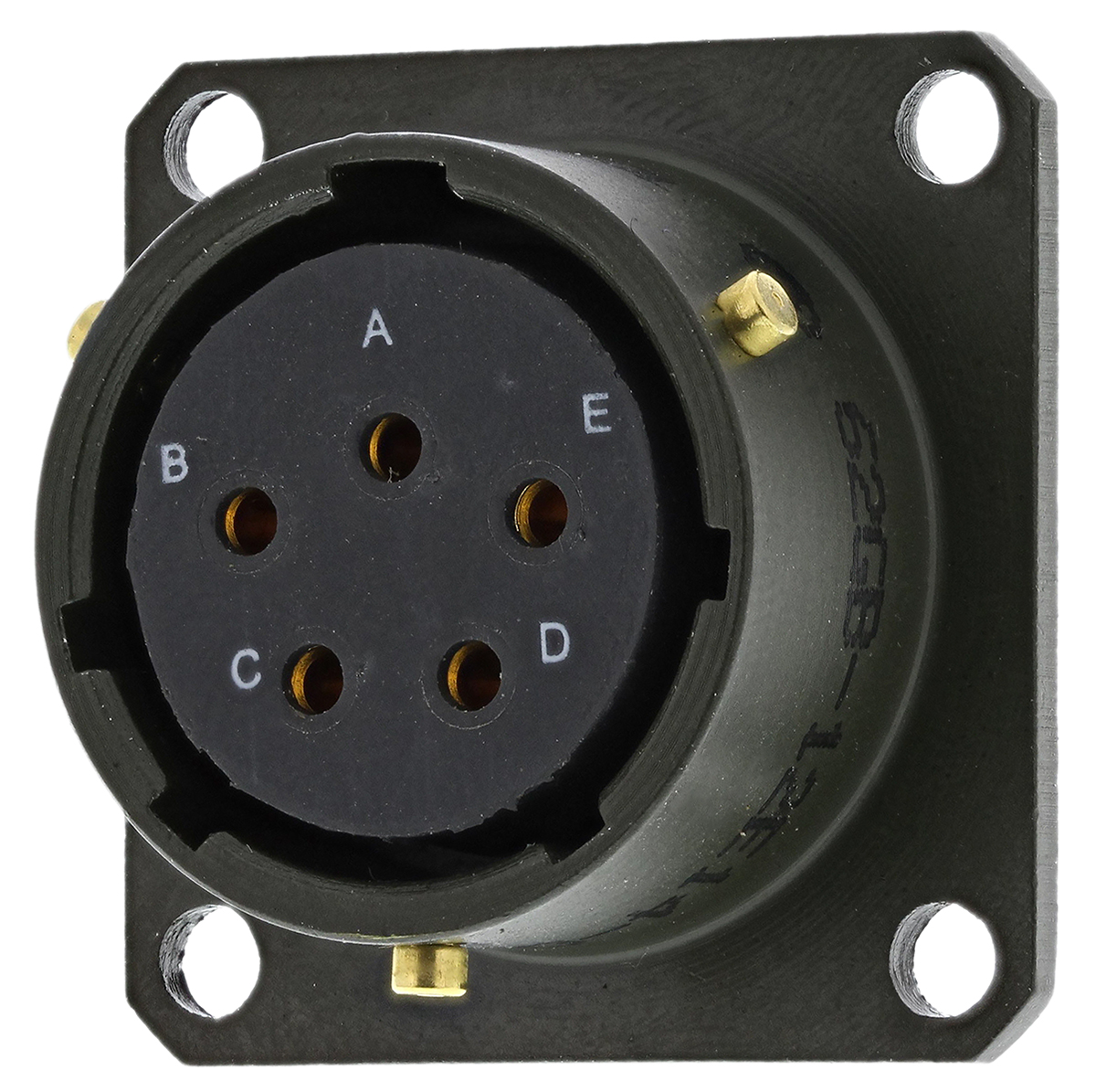 Amphenol Limited, 62GB 5 Way Box Mount MIL Spec Circular Connector ReceptacleOlive, Socket Contacts,Shell Size 14,