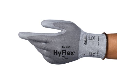 Ansell Hyflex Grey Polyurethane Work Gloves, Size 11, Polyurethane Coating