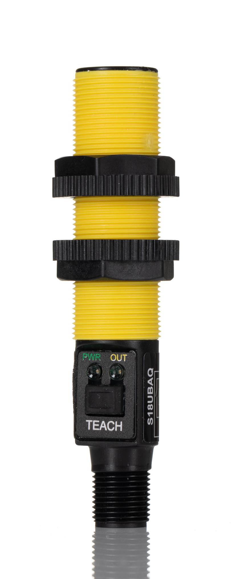 Banner Ultrasonic Threaded Barrel Proximity Sensor, M18, 300 mm Detection, PNP/NPN NO/NC, 10 → 30 V dc