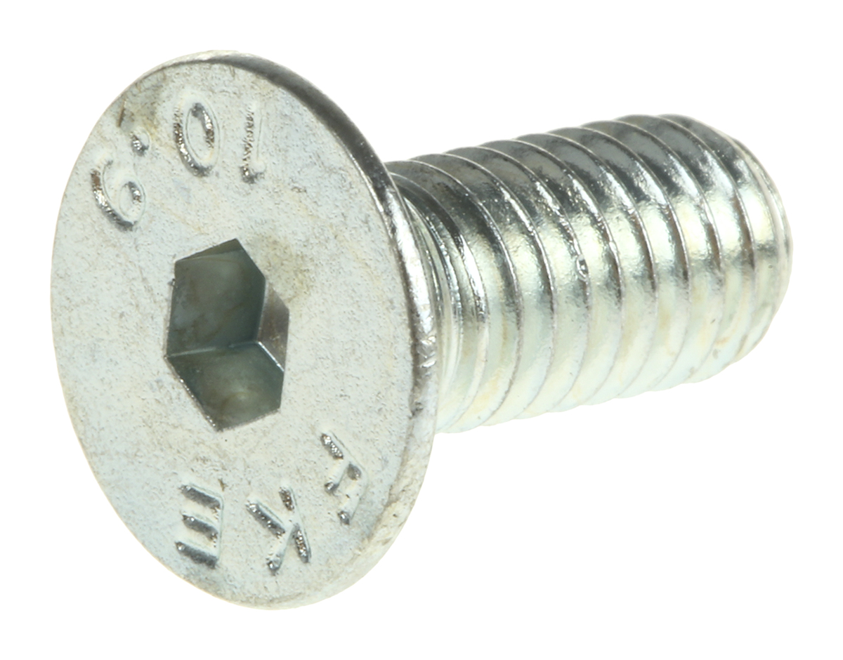 RS PRO Bright Zinc Plated Steel Hex Socket Countersunk Screw, DIN 7991, M5 x 12mm