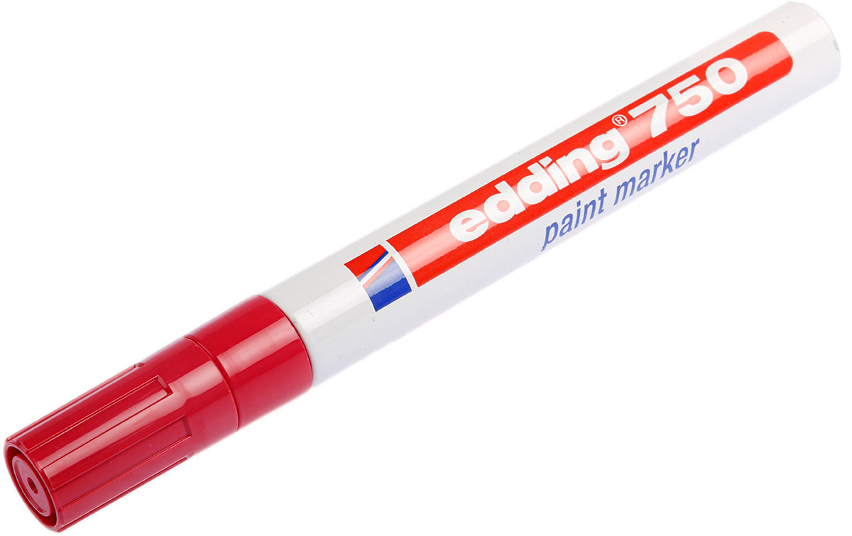 Edding Red 2 → 4mm Medium Tip Paint Marker Pen for use with Glass, Metal, Plastic, Wood