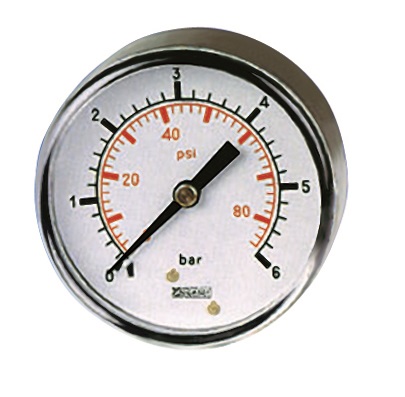 RS PRO BSP 1/8in Analogue Pressure Gauge 160psi Back Entry 50mm Outside Diameter