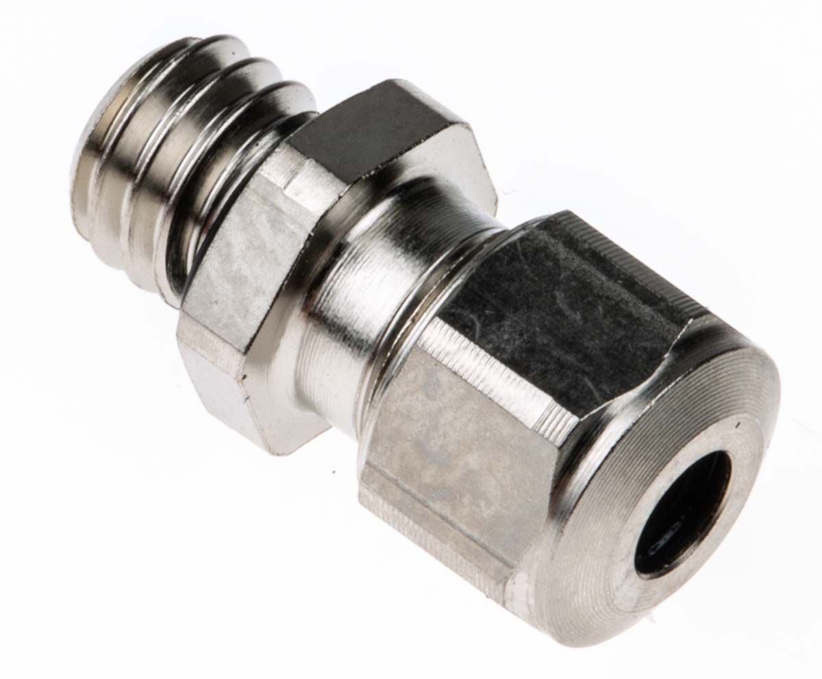 SES Sterling A1 Series Metallic Nickel Plated Brass Cable Gland, M6 Thread, 2.5mm min., 3mm max., IP68, IP69K