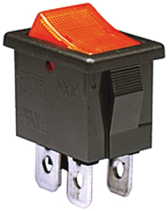 NKK Switches Illuminated DPST, On-Off Rocker Switch Panel Mount