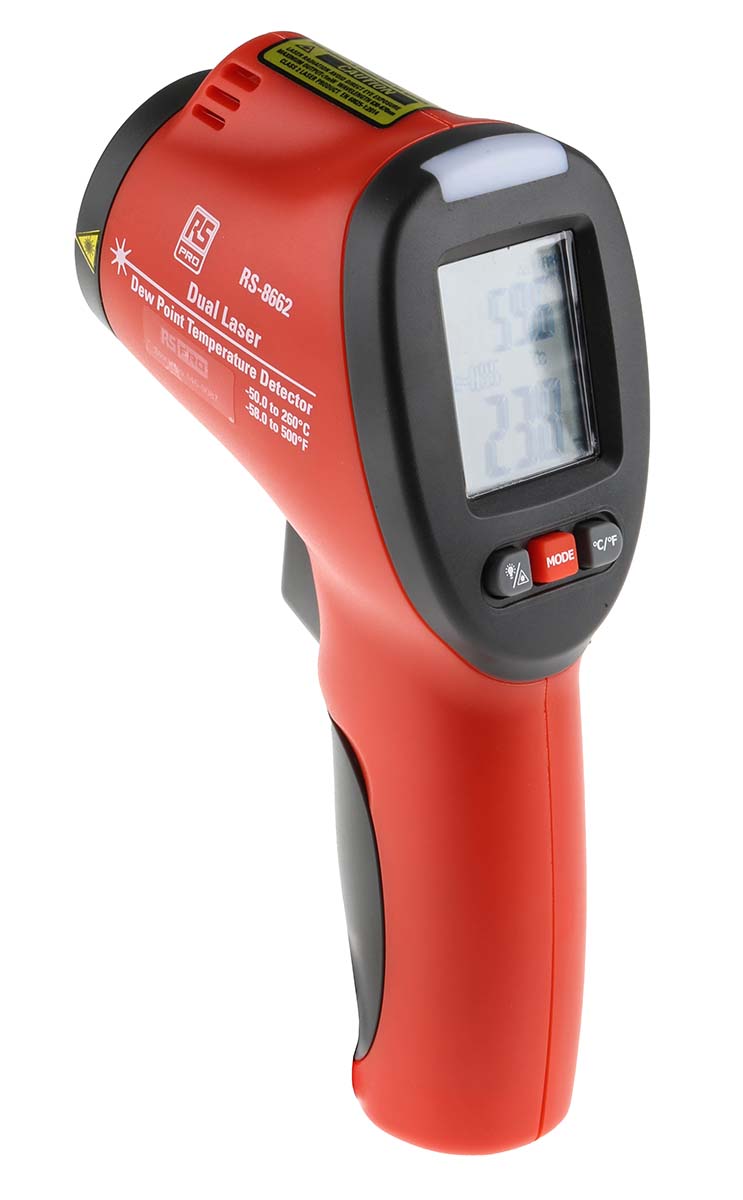 RS PRO RS-8662 IR Thermometer, -50°C Min, +260°C Max, ±1 % Accuracy, °C and °F Measurements
