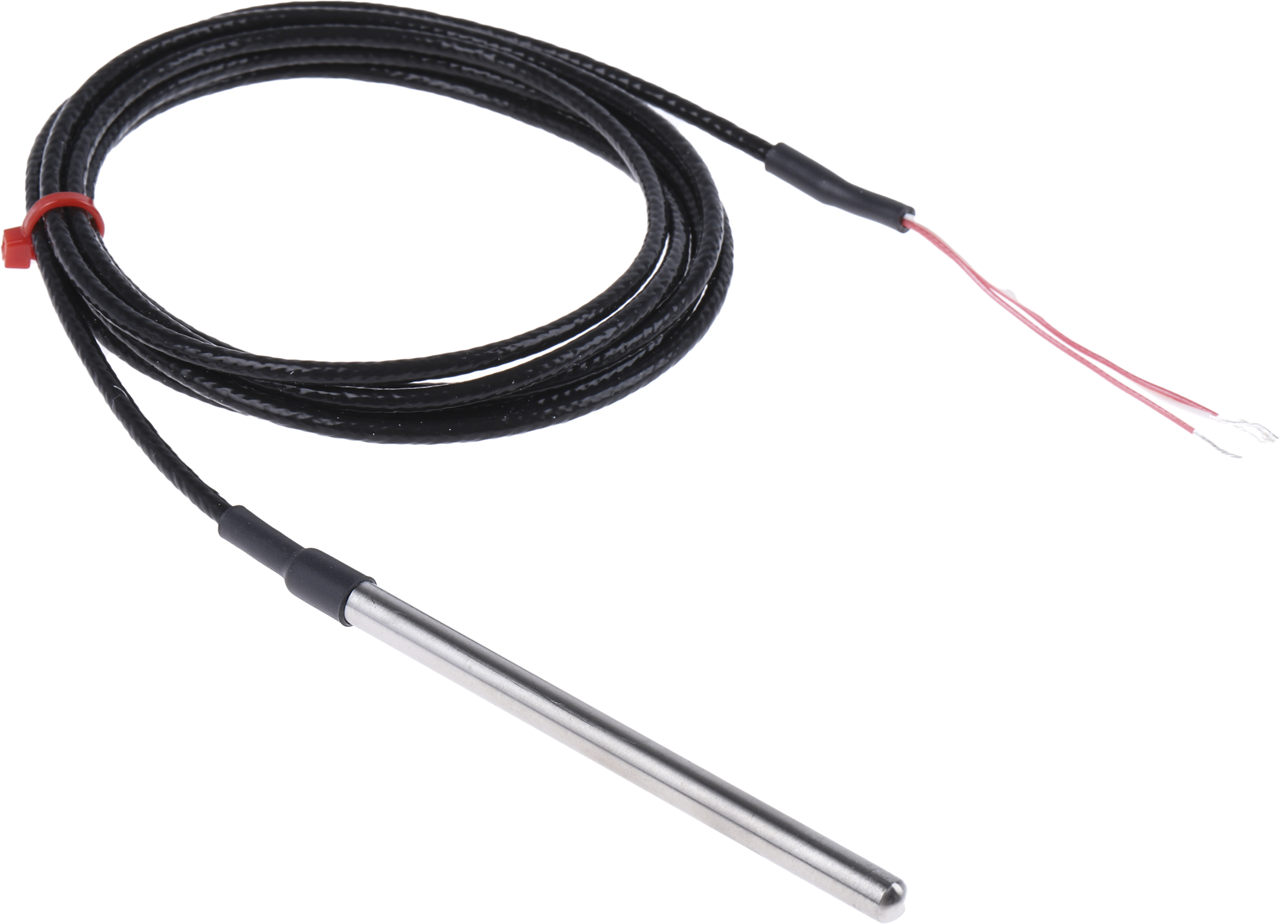 RS PRO PT100 RTD Sensor, 6mm Dia, 100mm Long, 4 Wire, Probe, Class B +250°C Max