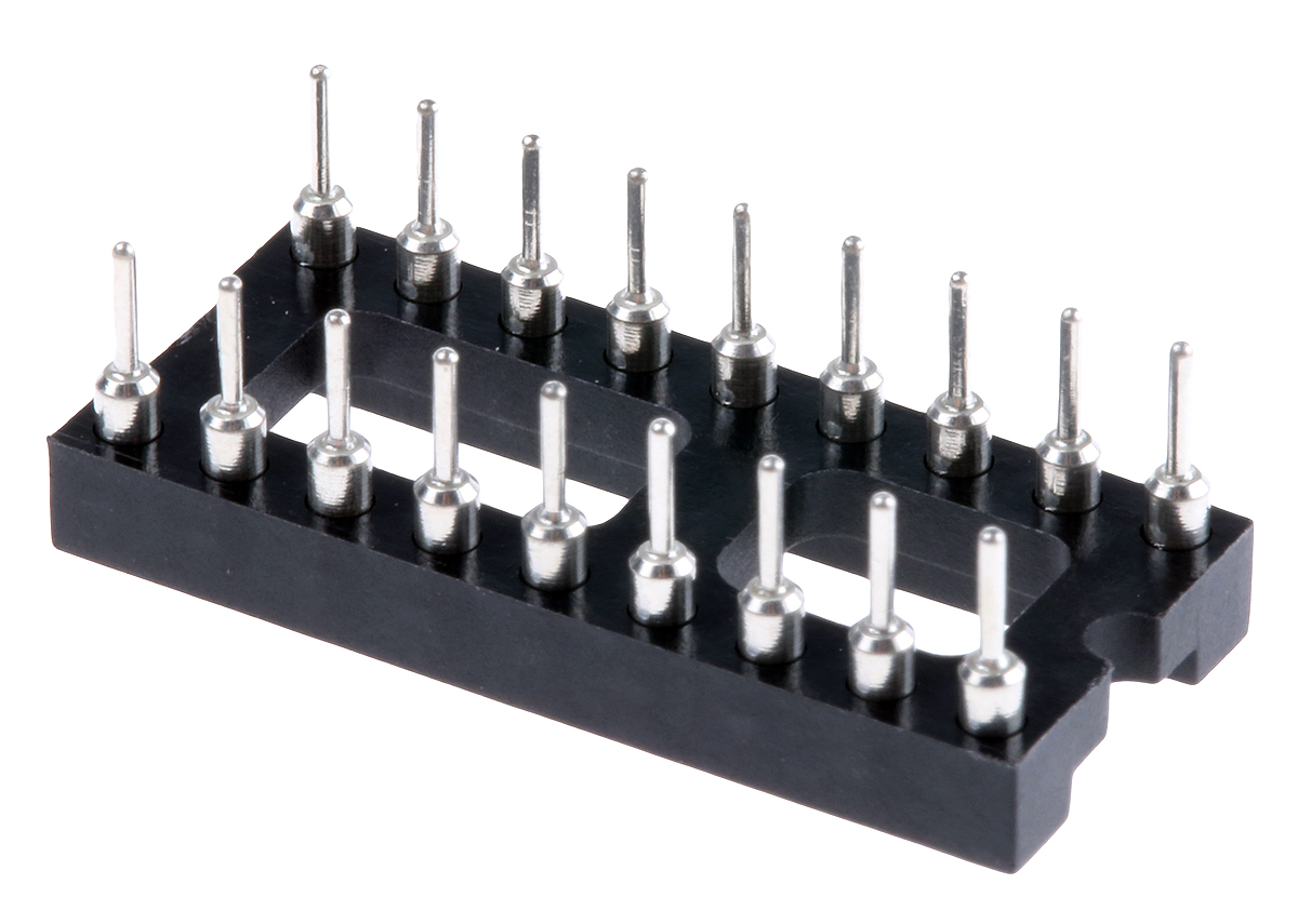 E-TEC 2.54mm Pitch Vertical 18 Way, Through Hole Turned Pin Open Frame IC Dip Socket, 3A