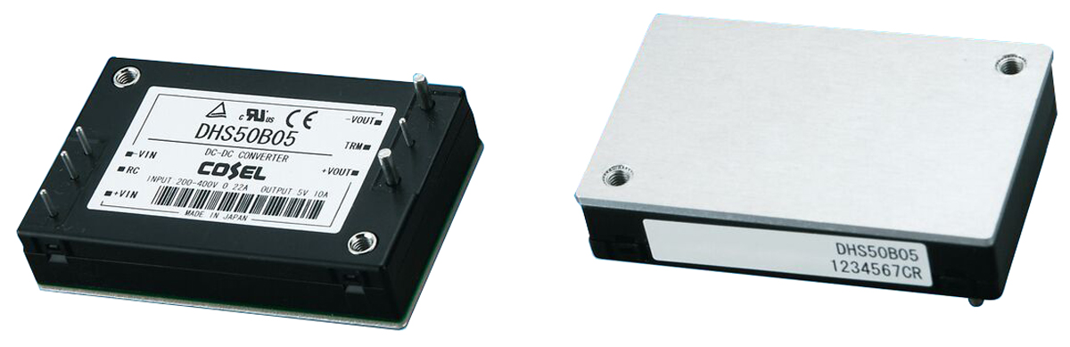 Cosel DHS DC-DC Converter, 5V dc/ 10A Output, 200 → 400 V dc Input, 50W, PCB Mount, +100°C Max Temp -40°C Min