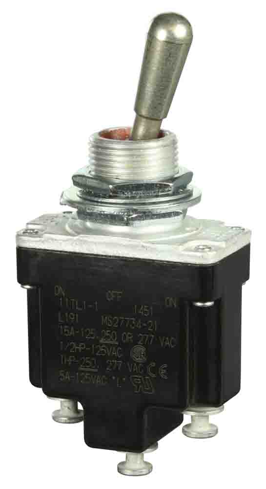 Honeywell Toggle Switch, On-Off-On, SPDT, Solder Terminal, 28 V