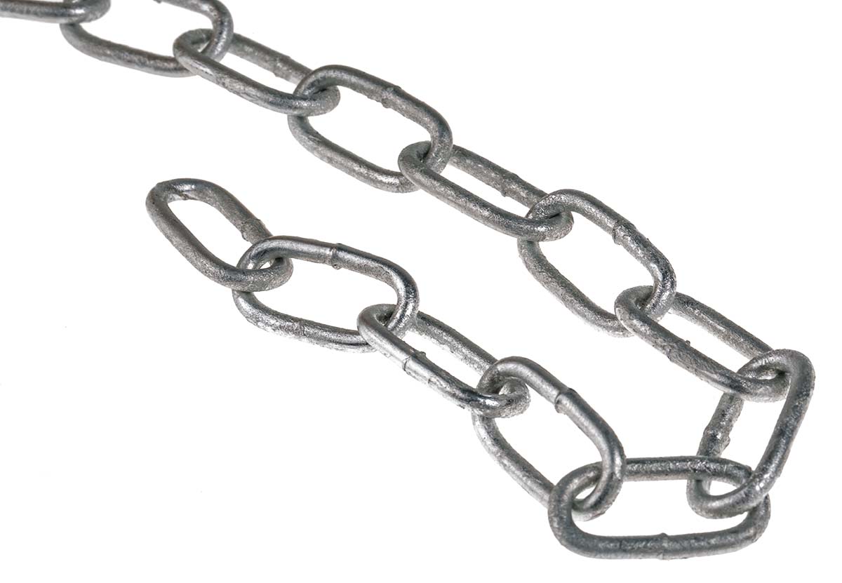 RS PRO Galvanised Steel Chain, 10m Length, 50 kg Lifting Load