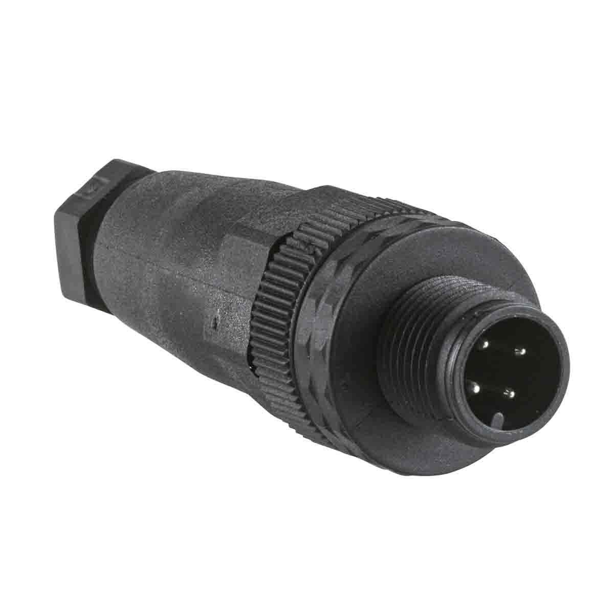 Telemecanique Sensors Circular Connector, 4 Contacts, Cable, M12 Connector, Plug, Male, IP67, XZCC Series