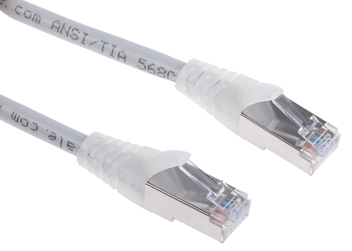 RS PRO, 3m Cat5e, Grey RJ45 to Male RJ45 Male, F/UTP Shielded, Terminated PVC Sheath