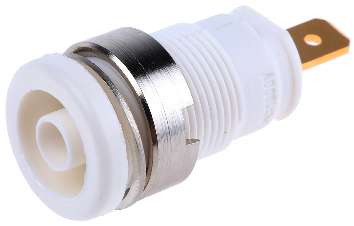 Hirschmann Test & Measurement White Female Banana Socket, 4 mm Connector, Tab Termination, 25A, 1000V ac/dc, Gold