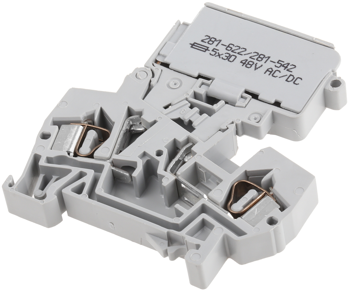 WAGO 281-622/281-542 281 Series Grey, 4mm², Single-Level, Cage Clamp Termination, Fused