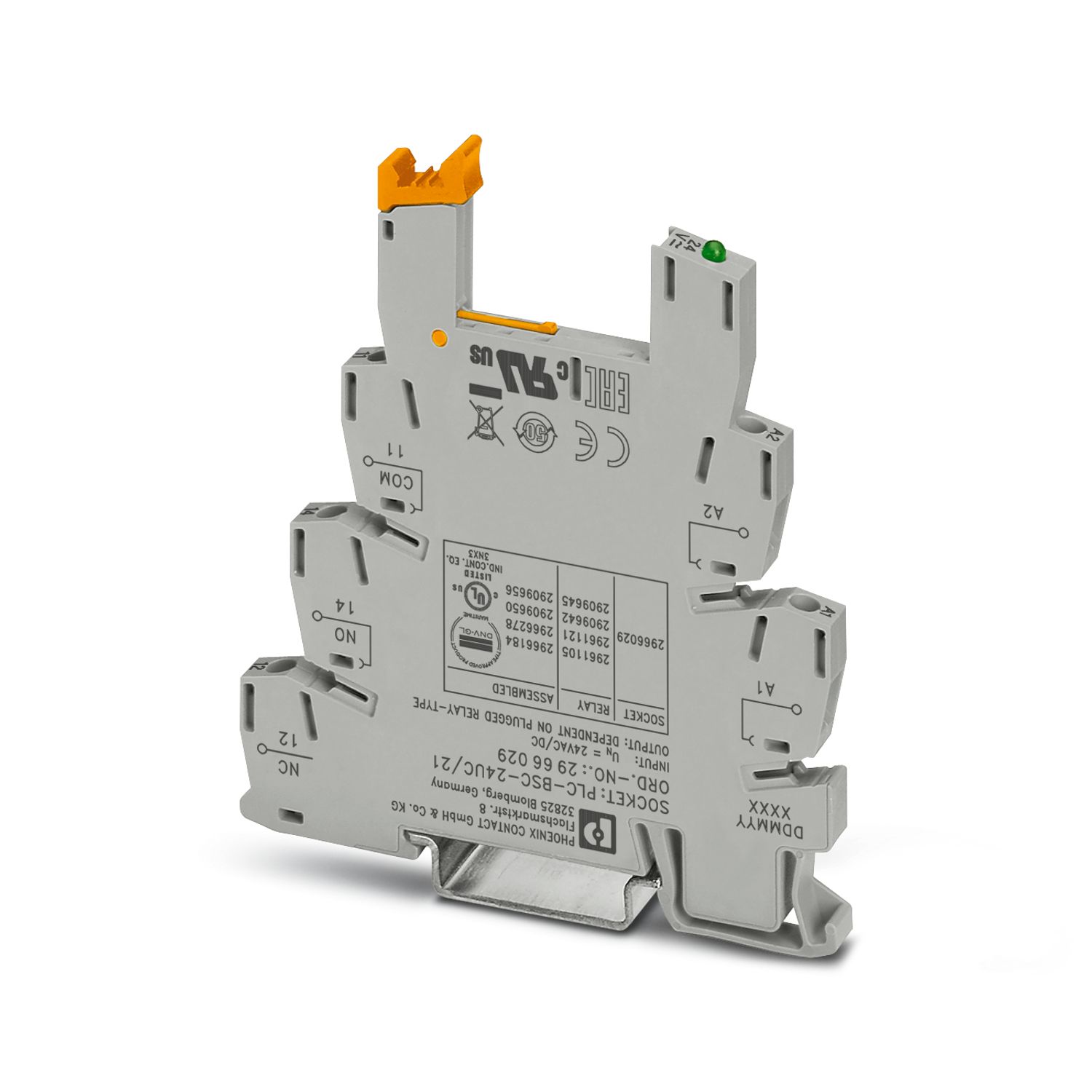 Phoenix Contact 24V ac/dc DIN Rail Relay Base