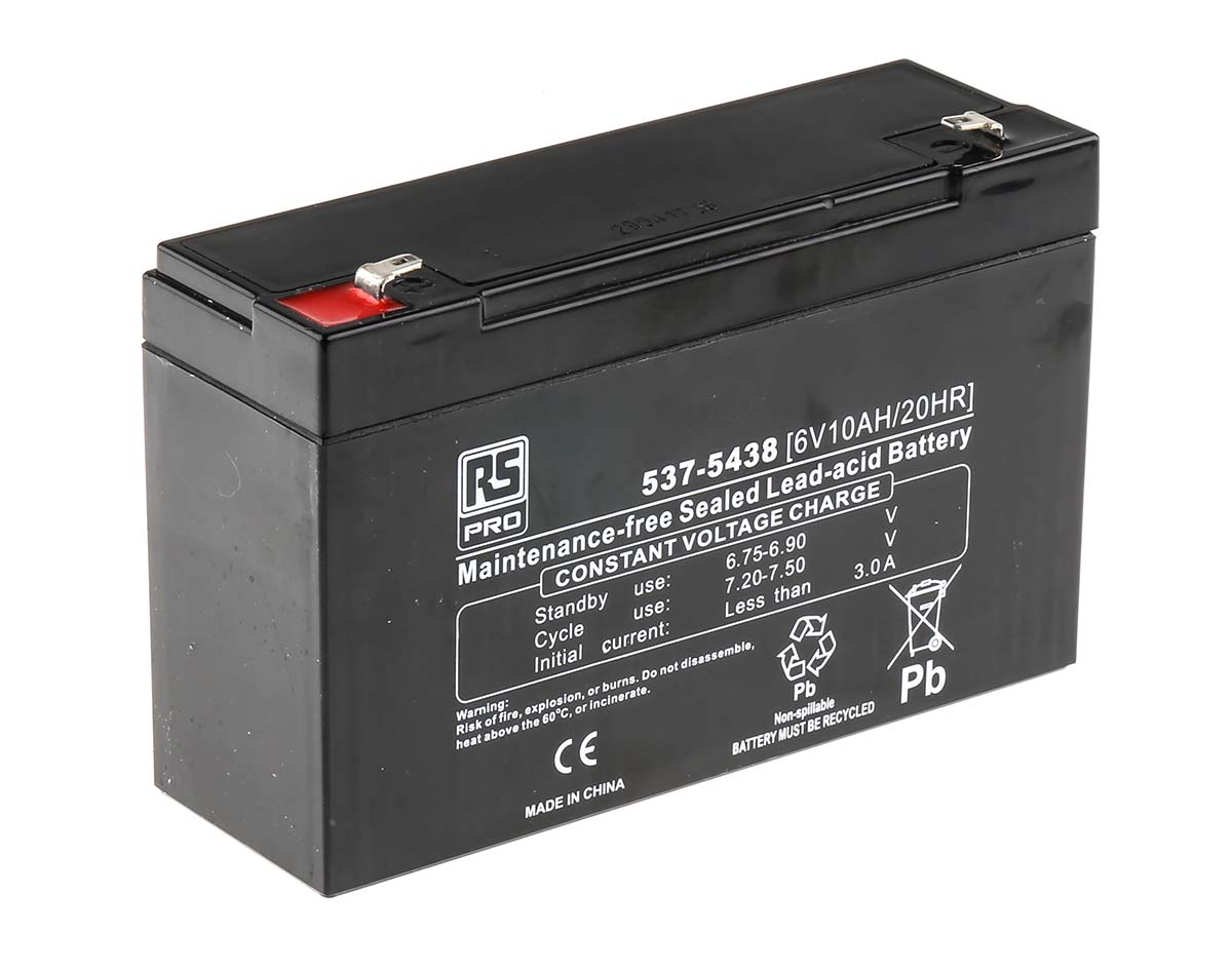RS PRO 6V T1 Sealed Lead Acid Battery, 10Ah