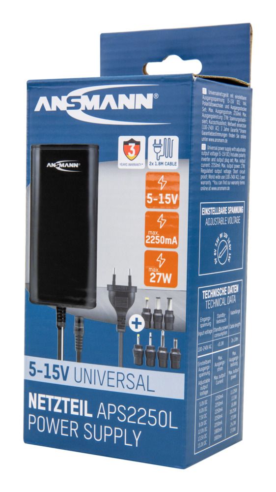 Ansmann Power Brick AC/DC Adapter 5V dc Output, 1.8A Output