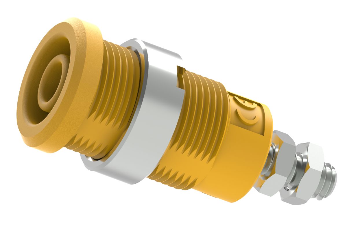 Electro PJP Yellow Female Banana Socket, Plug In Termination, 25A, 600 → 1000V