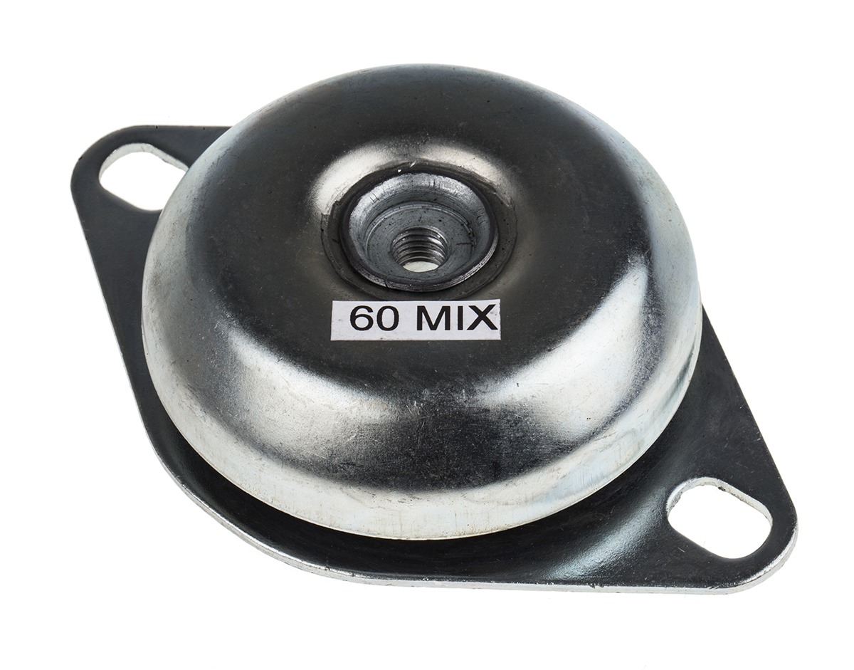 RS PRO Round M12 Anti Vibration Mount, Pedestal Mount with 450kg Compression Load