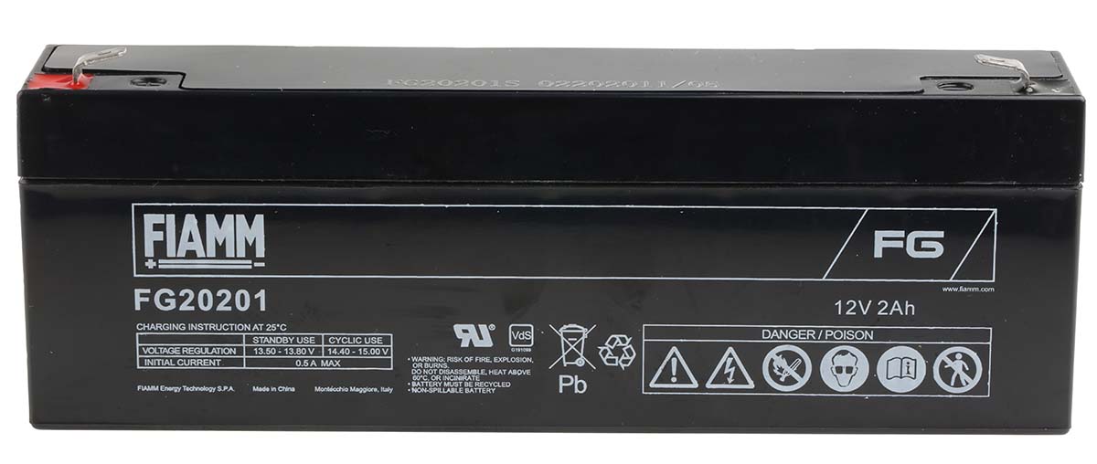 Fiamm 12V Faston F1 Sealed Lead Acid Battery, 2Ah