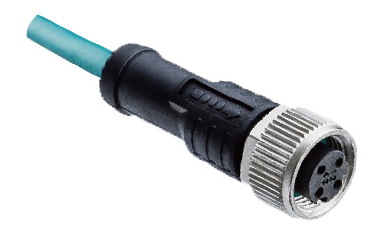 Amphenol Industrial Female 4 way M12 to Wire Lead Connector Cable, 5 m