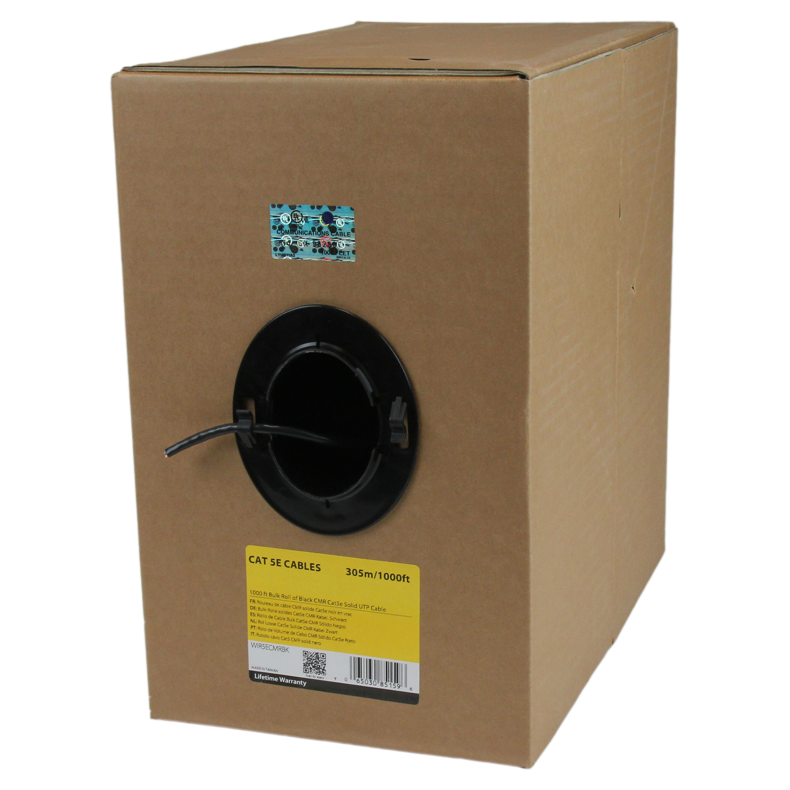 StarTech.com, 305m Cat5e, Black, U/UTP Unshielded, Unterminated PVC Sheath