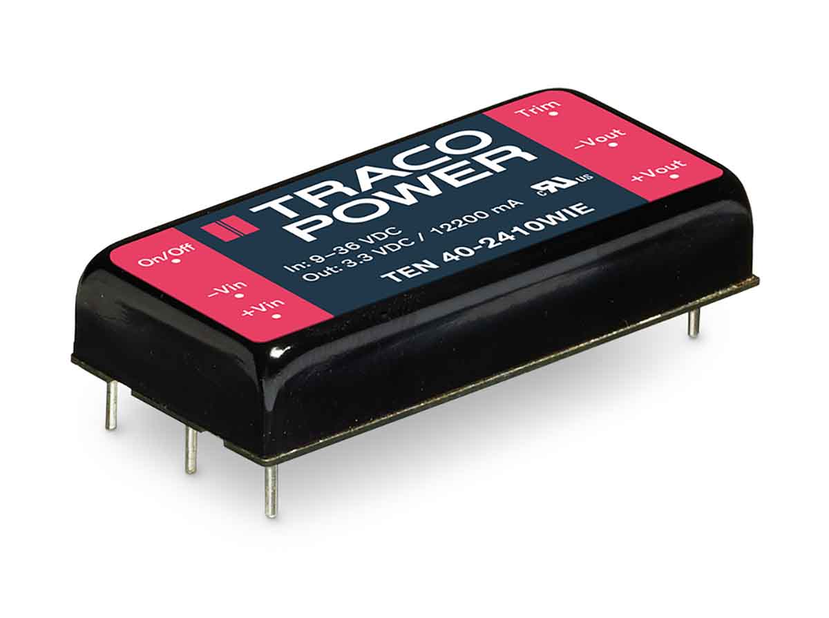 TRACOPOWER TEN 40WIE DC-DC Converter, 12V dc/ 3.33A Output, 18 → 75 V dc Input, 40W, Through Hole, +85°C Max