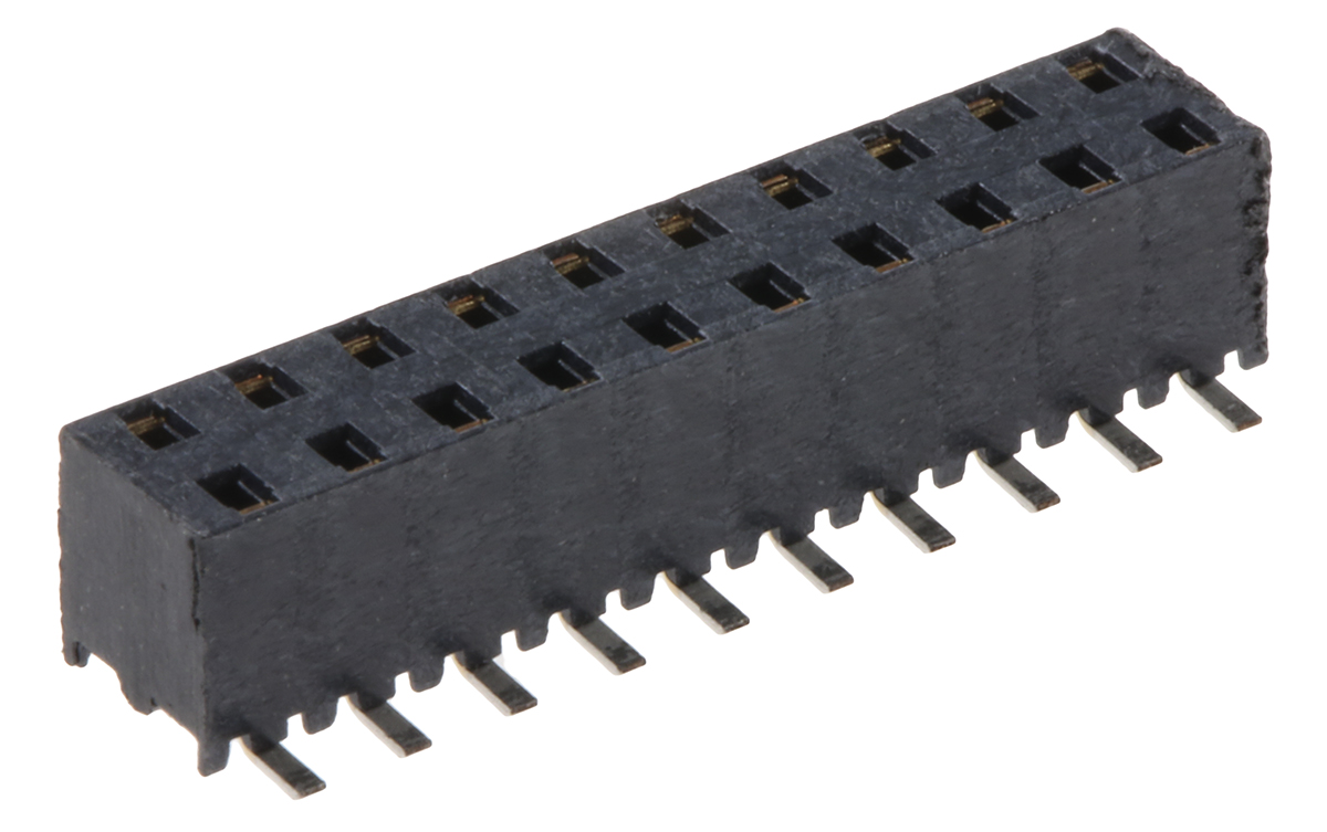 Samtec MMS Series Straight Surface Mount PCB Socket, 20-Contact, 2-Row, 2mm Pitch, Solder Termination