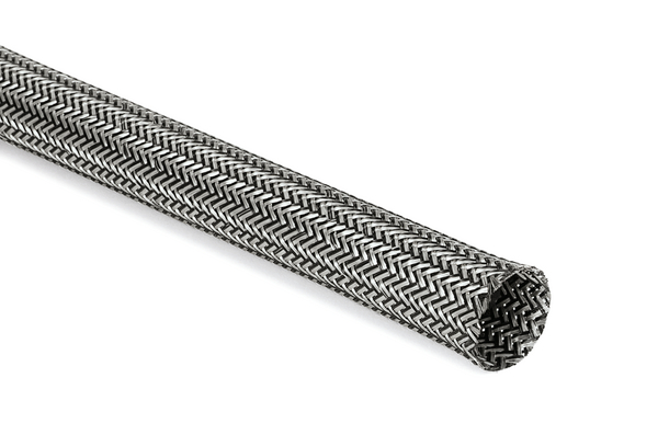 HellermannTyton Expandable Braided PET, Tin Plated Copper Black, Grey Cable Sleeve, 4mm Diameter, 100m Length,