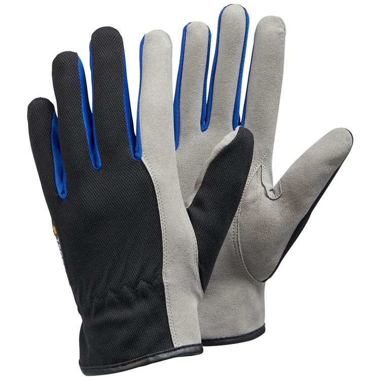 Tegera Grey, Black, Blue Synthetic Leather Work Gloves, Size 13